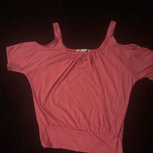 Pink Cold Shoulder Top sparkly